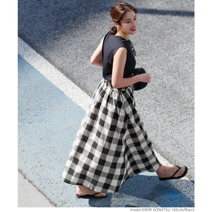 ブロックチェックフレアロングスカート | coca | 詳細画像8 