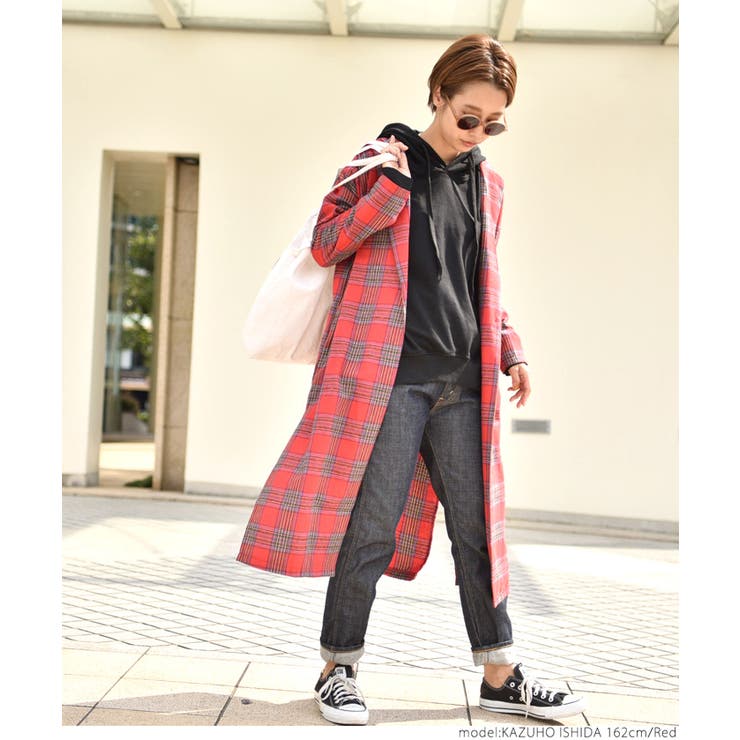 タータンチェックロング丈シンプルガウンcocaオリジナル 石田一帆さん