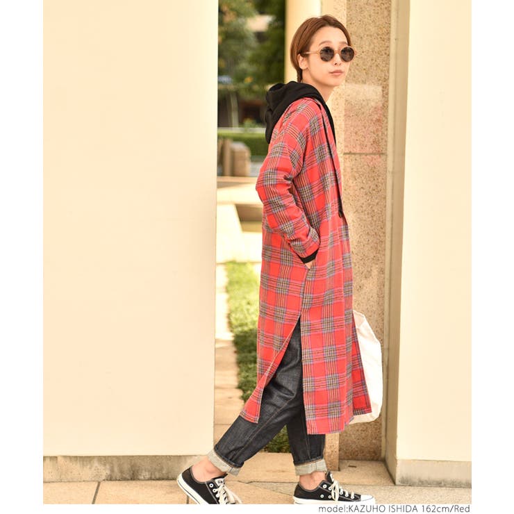 タータンチェックロング丈シンプルガウンcocaオリジナル 石田一帆さん