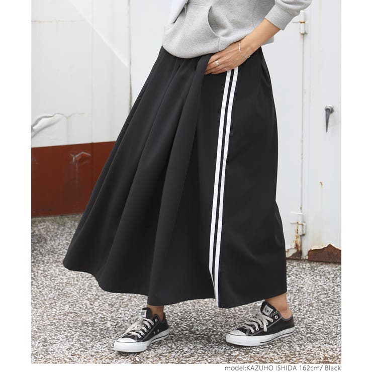 サイドラインウエストタックフレアスカートcocaオリジナル[品番