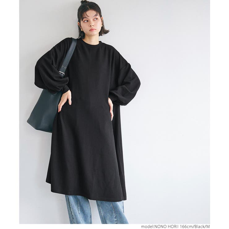 ［Black］ | エンボス袖バルーンワンピース レディース | coca