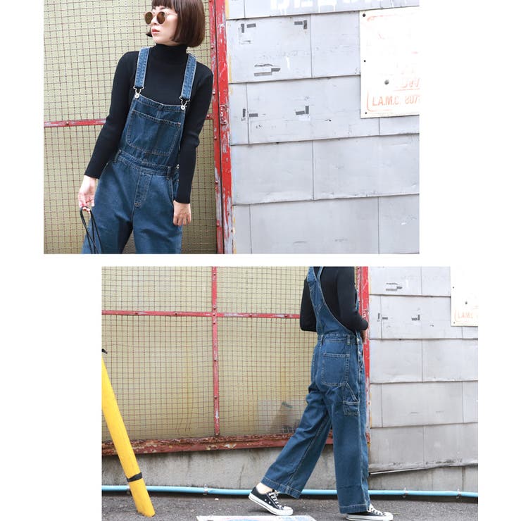 シンプルデニムオーバーオールcocaオリジナル(オールインワン