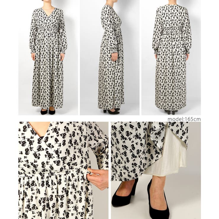 マイケルコース 花柄 カシュクール ワンピース ロング シアー xs