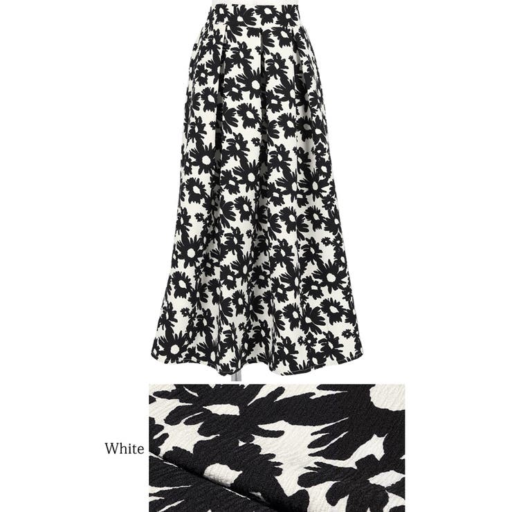 ウエストタックモノトーンフラワースカートcocaオリジナル(フレア Aライン ミ… | coca | 詳細画像13 