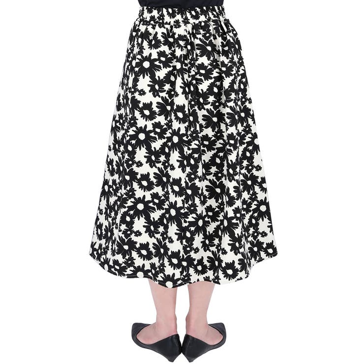 ウエストタックモノトーンフラワースカートcocaオリジナル(フレア Aライン ミ… | coca | 詳細画像5 