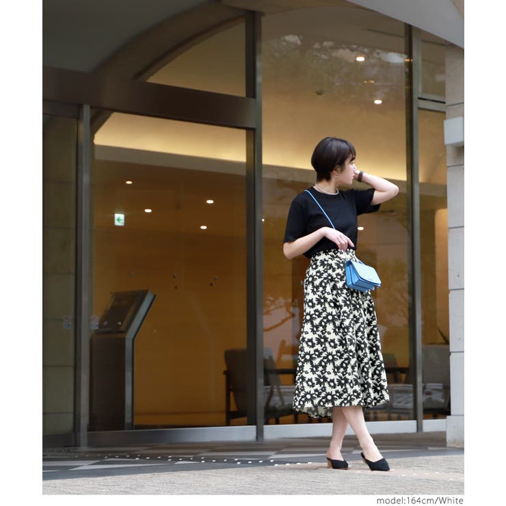 ウエストタックモノトーンフラワースカートcocaオリジナル(フレア Aライン ミ… | coca | 詳細画像8 