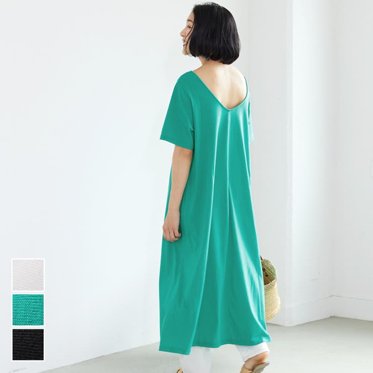 ロングワンピース レディース 背中開き[品番：PA000011003