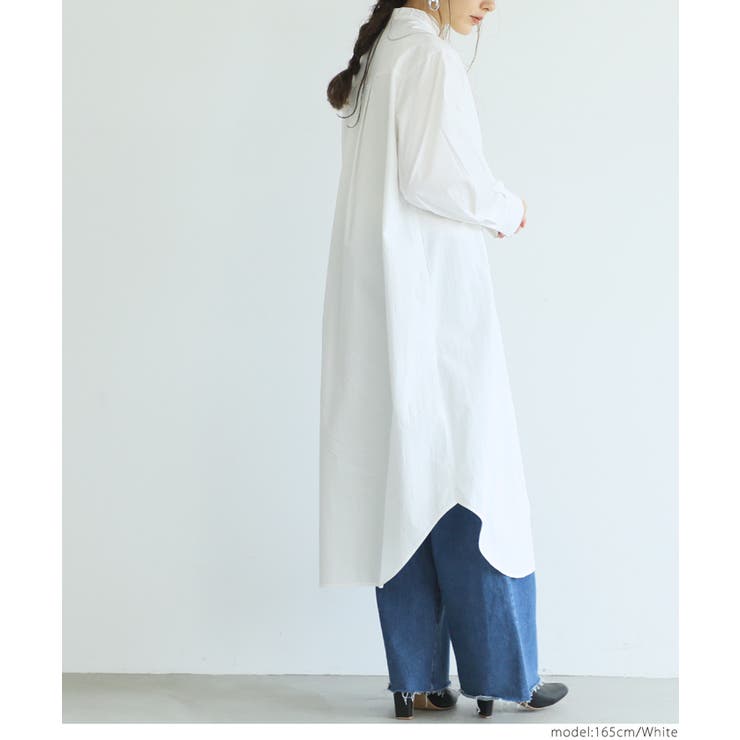 45R - pallas pallace / ホワイト シャツワンピ INGNI（イング）の「パワショルティアードシャツ／ワンピース