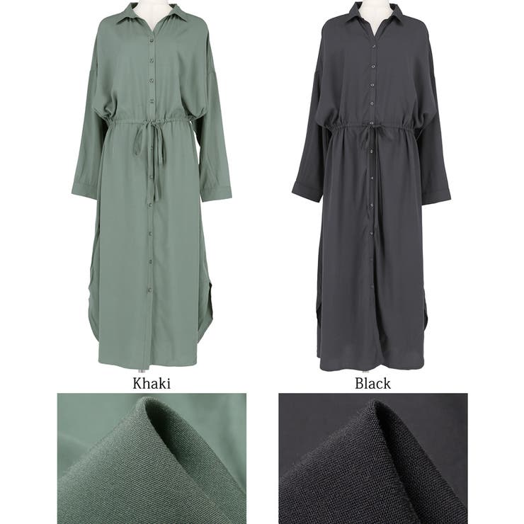 シャツワンピース レディース ロングシャツ[品番：PA000011376