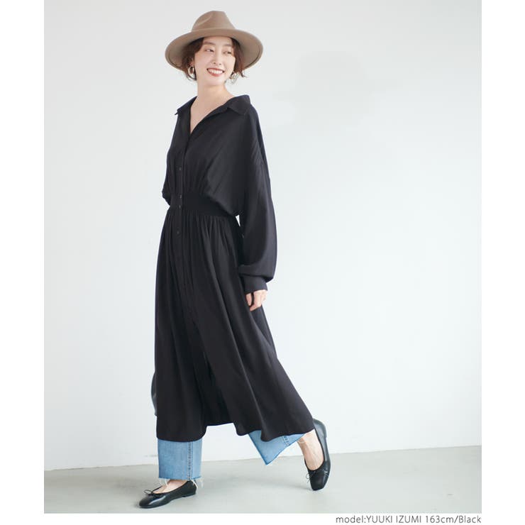 シャツワンピース レディース ロングシャツ[品番：PA000011185