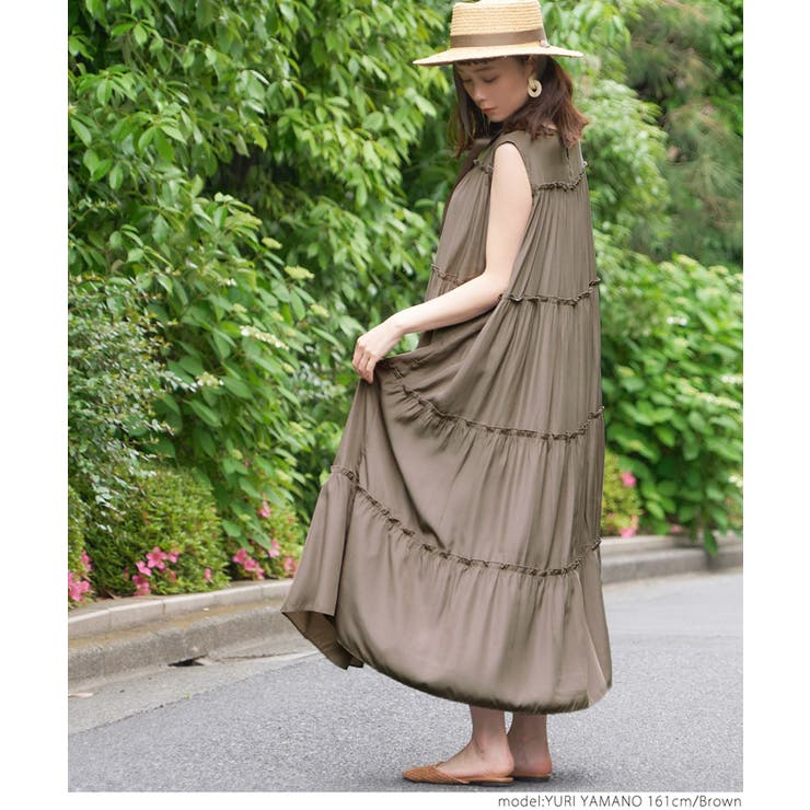 サテンティアードワンピース[品番：PA000011754]｜coca（コカ）の