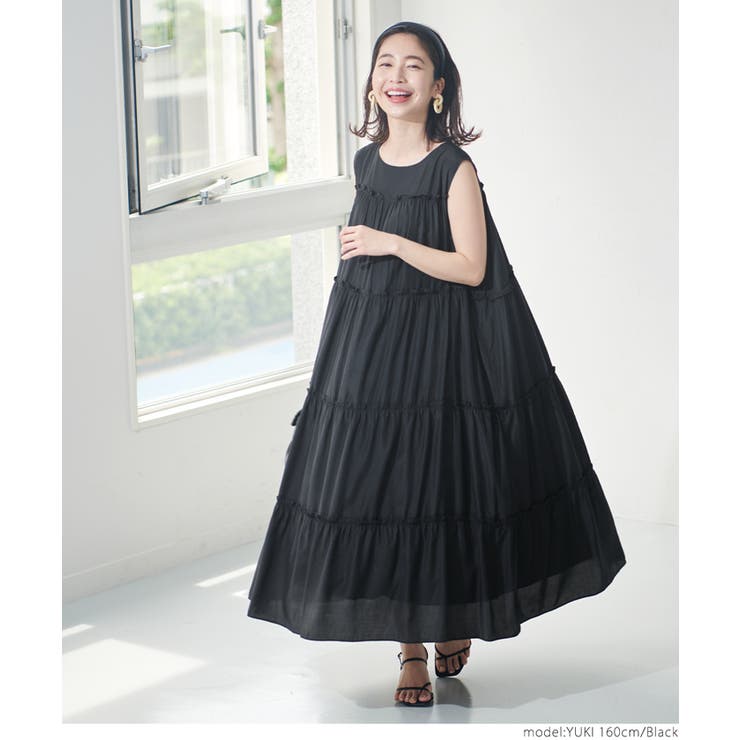 サテンティアードワンピース[品番：PA000011754]｜coca（コカ