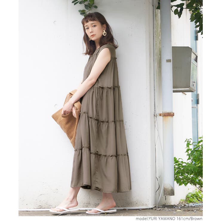 サテンティアードワンピース[品番：PA000011754]｜coca（コカ）の