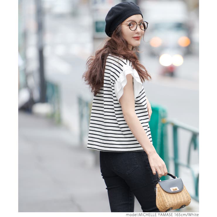 フリルドッキングボーダートップス | coca | 詳細画像7 