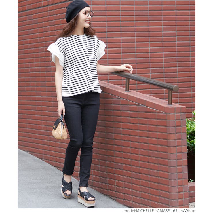 フリルドッキングボーダートップス | coca | 詳細画像10 