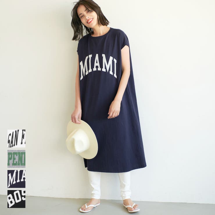 カレッジアソートロゴプリントワンピース 品番 Pa Coca コカ のレディースファッション通販 Shoplist ショップリスト