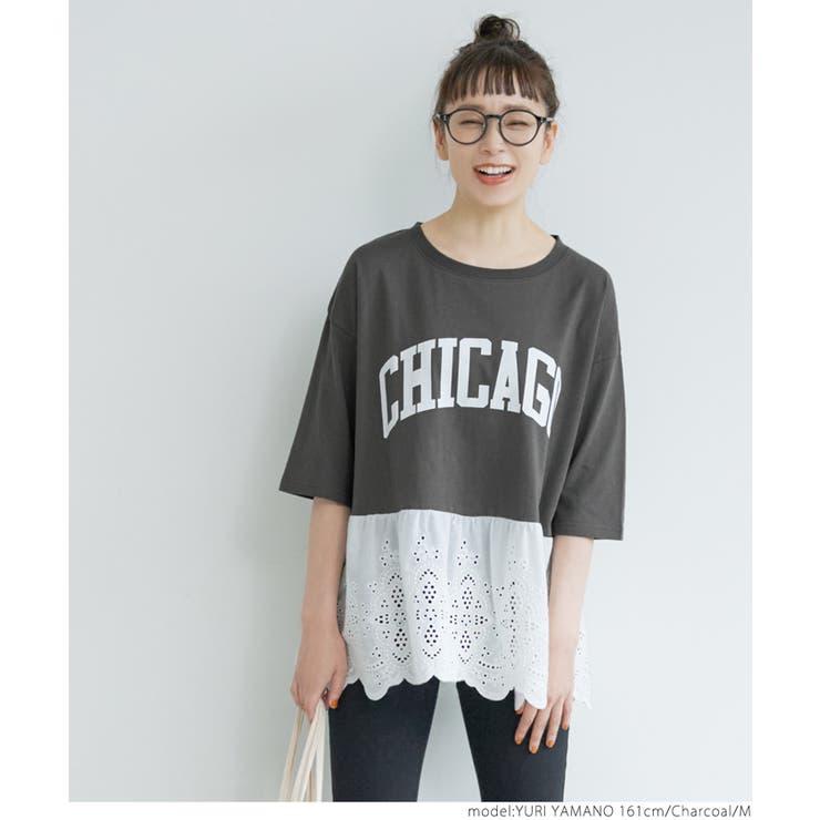 レース切り替えロゴTシャツ | coca | 詳細画像16 