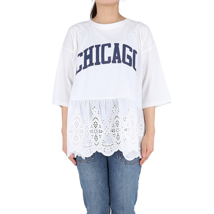 レース切り替えロゴTシャツ | coca | 詳細画像4 