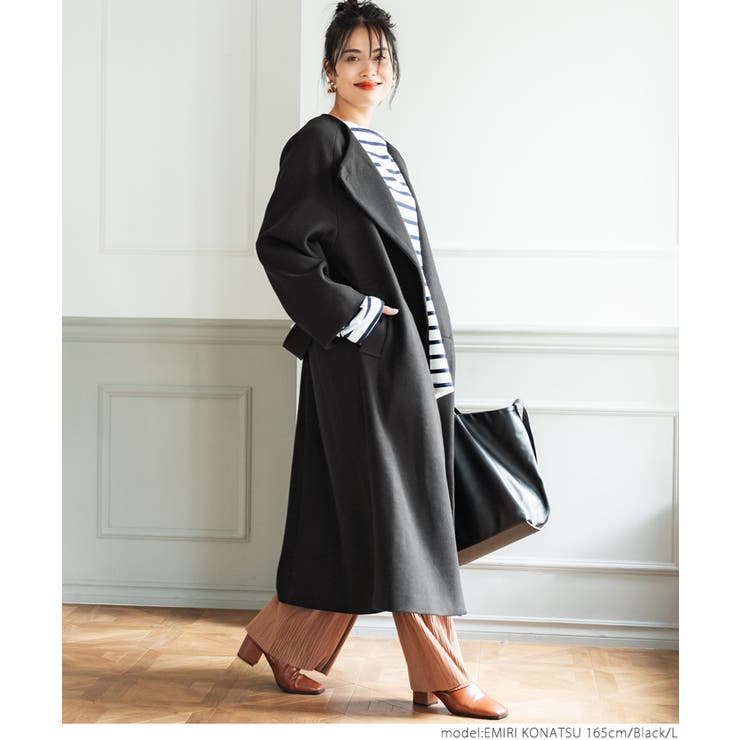 極上ウールタッチノーカラーコート[品番：PA000012096]｜coca（コカ