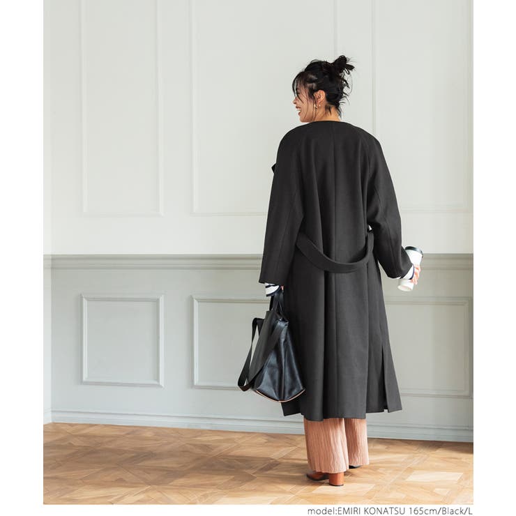 極上ウールタッチノーカラーコート[品番：PA000012096]｜coca（コカ