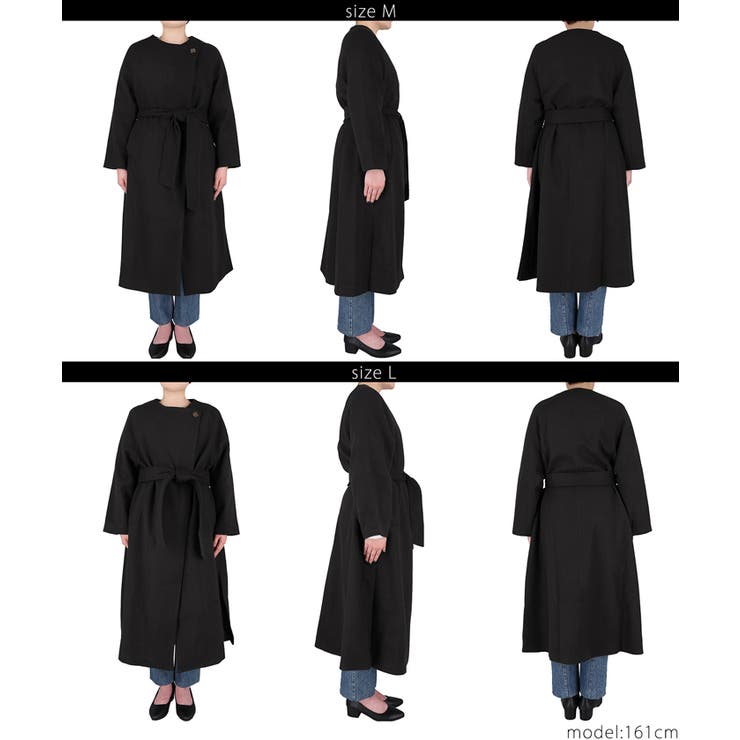 極上ウールタッチノーカラーコート[品番：PA000012096]｜coca（コカ