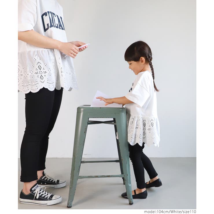 キッズ 親子お揃いレース切り替えロゴT | coca | 詳細画像7 