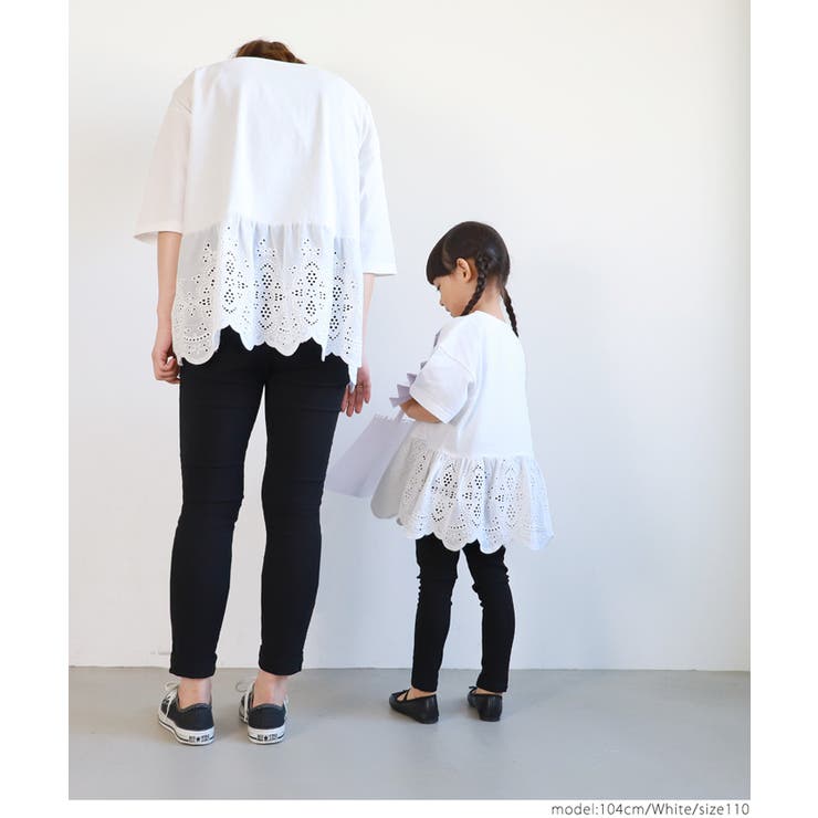 キッズ 親子お揃いレース切り替えロゴT | coca | 詳細画像9 