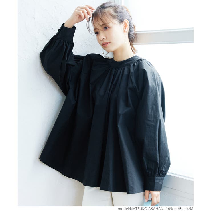 【はこぽす対応商品】 コットンふんわりギャザーブラウス[品番：PA000012262]｜coca トップス