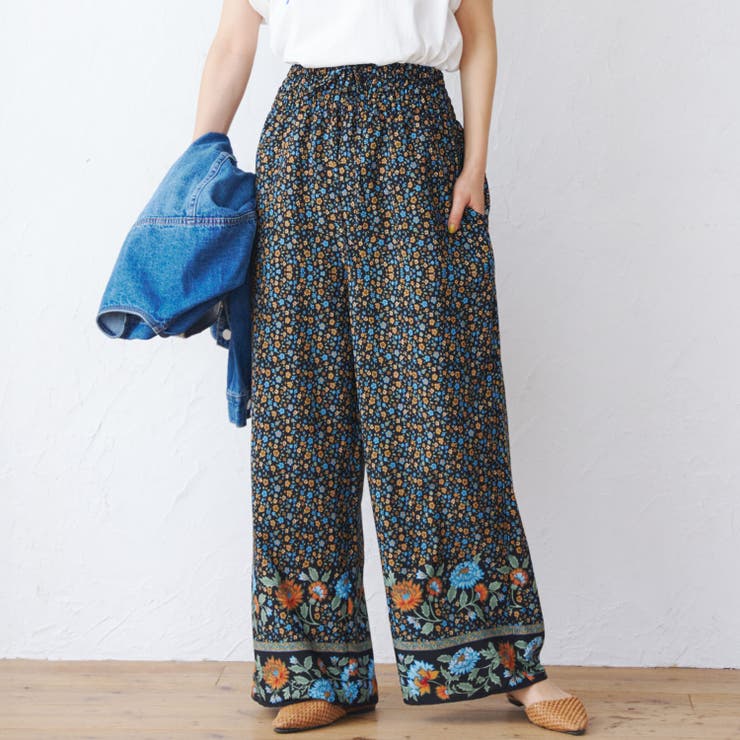 レトロフラワー柄ワイドパンツ[品番：PA000012355]｜coca（コカ）のレディースファッション通販｜SHOPLIST（ショップリスト）