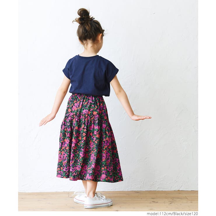 キッズ 親子お揃いブラックピンク花柄スカート | coca | 詳細画像9 