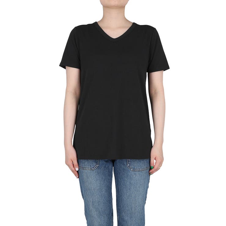 tシャツ しっとり質感の緩やかVネックとろみトップス レディース antiqua_ke-03328
