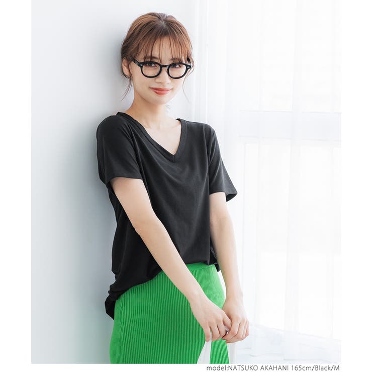 とろみVネックTシャツ[品番：PA000012611]｜coca（コカ）の