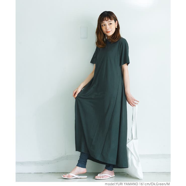 【ミニマム＆シックな接触冷感のレーヨンロゴワンピース】 ミニマム＆シックな接触冷感のレーヨンロゴワンピース