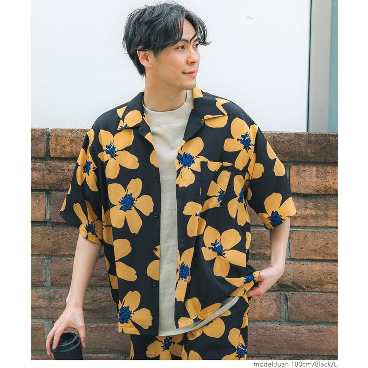 メンズレトロフラワーアロハシャツ[品番：PA000012689]｜coca
