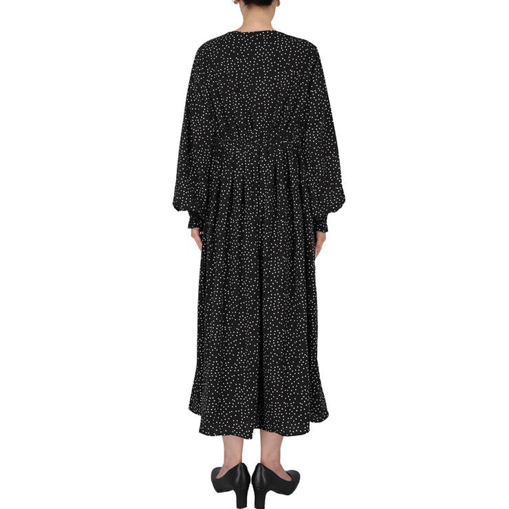 ランダムドット柄カシュクールロングワンピース[品番