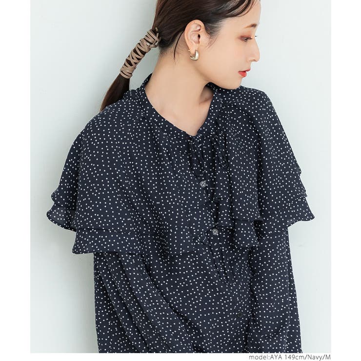 ドットビックカラーシフォンブラウス[品番：PA000012858]｜coca
