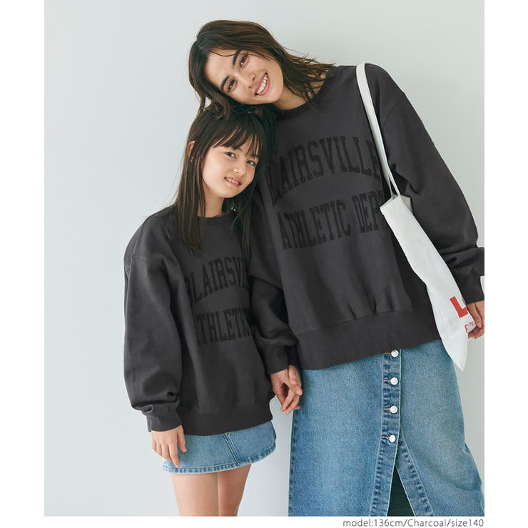 親子お揃い裏起毛カレッジスウェット ガールズ キッズ[品番