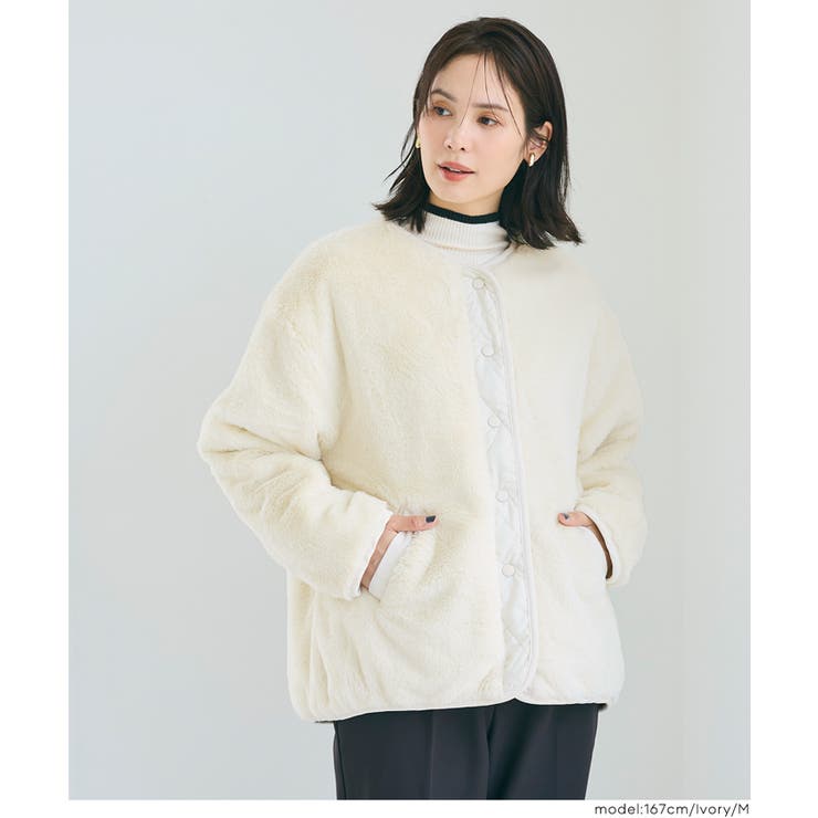 ［Ivory］ | リバーシブルキルティングブルゾン | coca