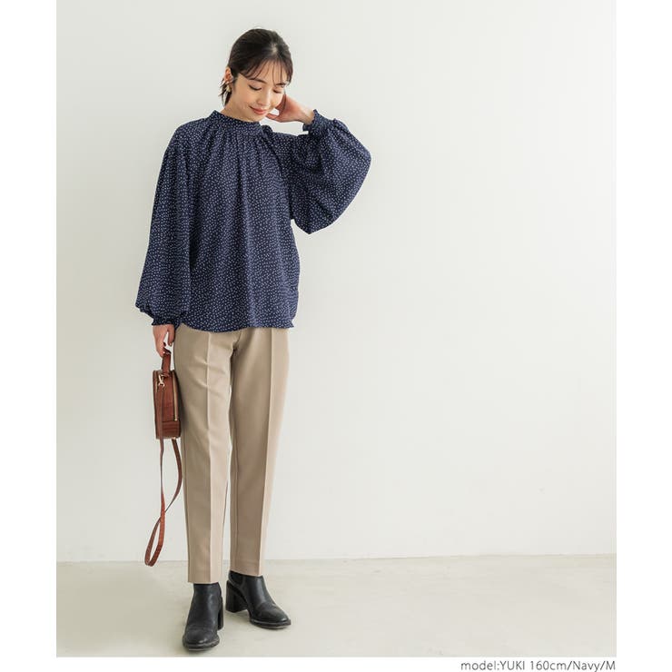 Navy］】ドットギャザーブラウス[品番：PA000013670]｜coca（コカ）の