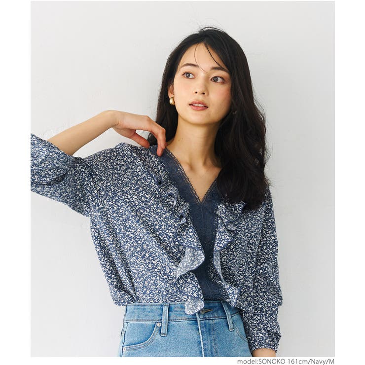 専用H.A.K. 花柄フリル半袖シャツ H.A.K. 花柄フリル半袖シャツ