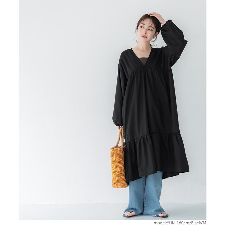 Vネックティアードワンピース[品番：PA000013954]｜coca（コカ