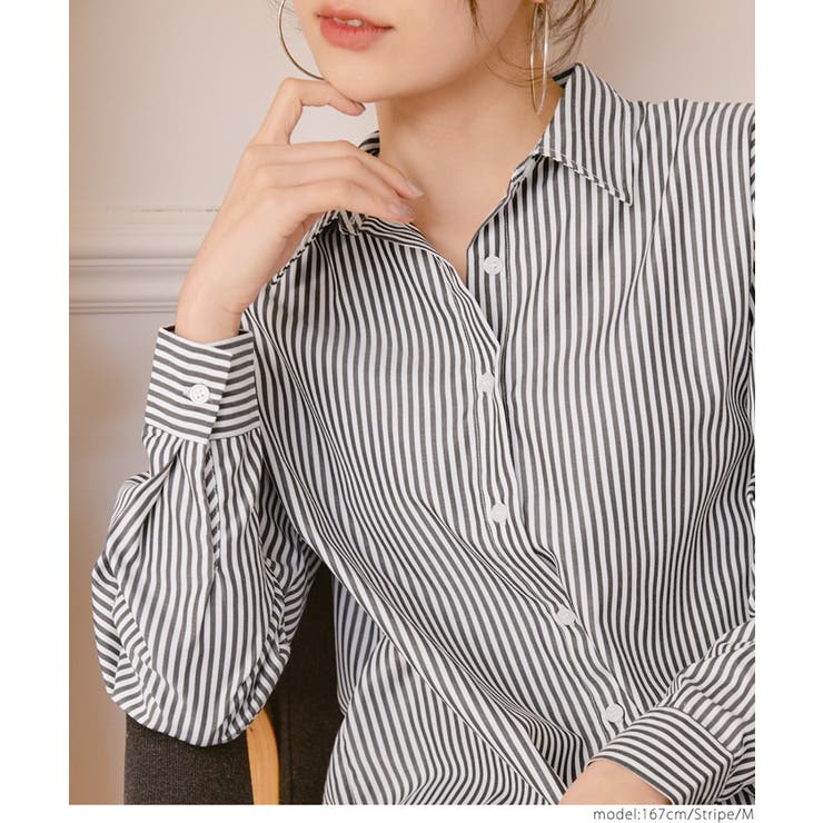 細ストライプオーバーシャツ[品番：PA000013877]｜coca（コカ