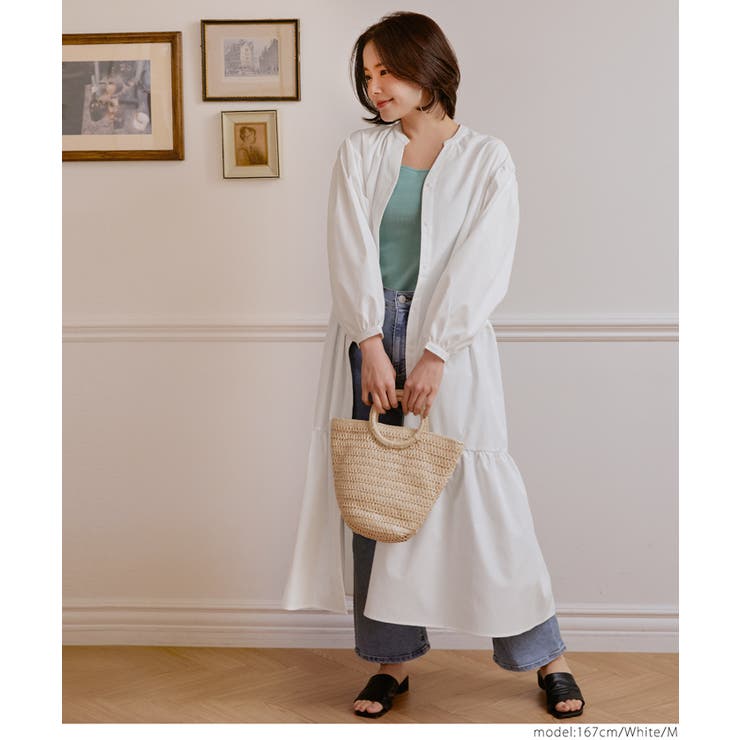 ポリエステルティアードシャツワンピース[品番：PA000013840]｜coca