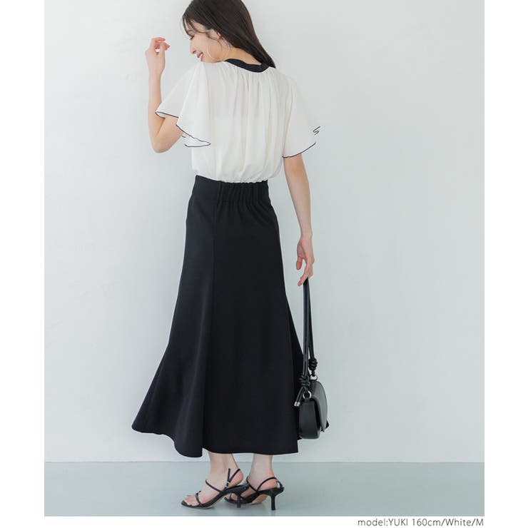 Black］】バイカラーブラウス[品番：PA000014054]｜coca（コカ）の 
