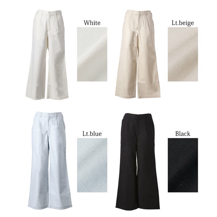 未使用級✨ロワン カジュアルパンツ ホワイト コットン 36 Sサイズ パンツ レディース セミワイド配色コットンストレートパンツ