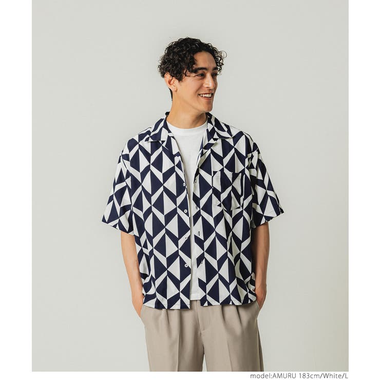 幾何学柄開襟シャツ[品番：PA000014069]｜coca（コカ）｜メンズ｜Shoplist