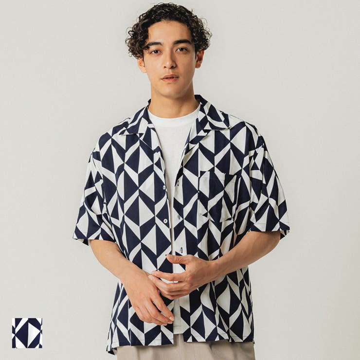 幾何学柄開襟シャツ[品番：PA000014069]｜coca（コカ）｜メンズ｜Shoplist