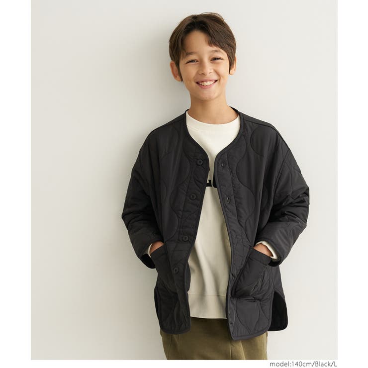 ［Black］ | キッズ 親子お揃いユニセックスキルトライナーアウター | coca