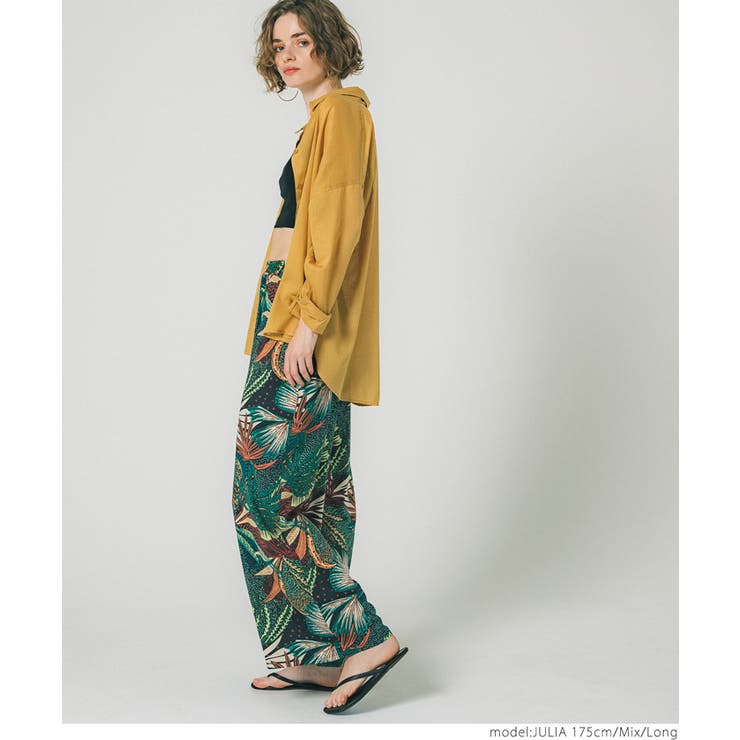 カラフルリーフ柄ワイドパンツ[品番：PA000014295]｜coca（コカ