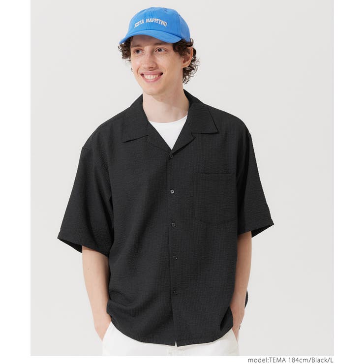 メンズシアサッカーストライプ開襟シャツ | coca | 詳細画像12 